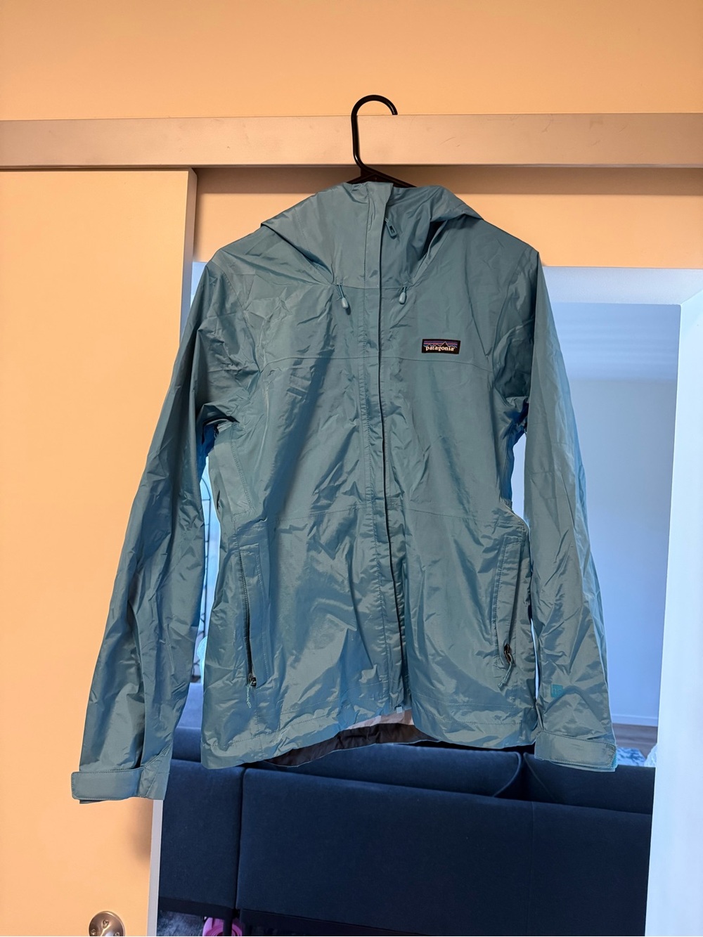 Patagonia Light Blue Women’s Hooded Raincoat